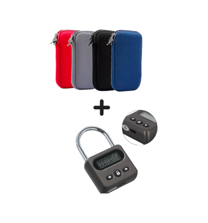Metal tidsindstillet hængelås + Smartphone sleeve