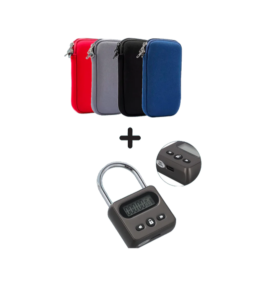 Metal tidsindstillet hængelås + Smartphone sleeve